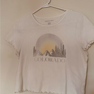 American Eagle Outfitters Cream Colorado Graphic Tee